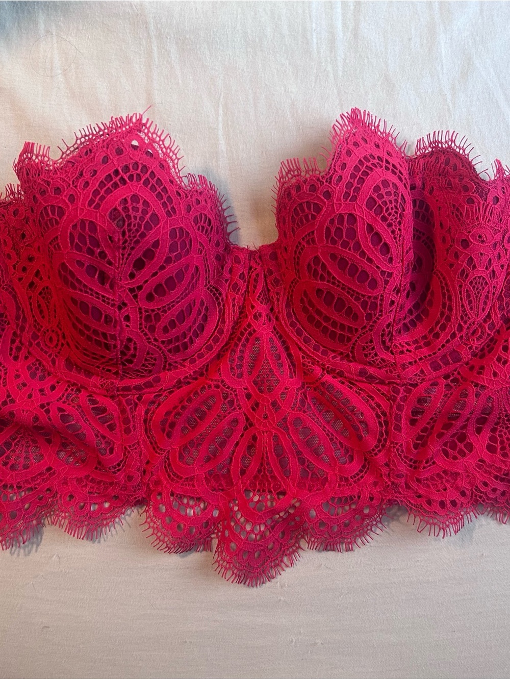 Victoria's Secret Red Lace Strapless Bustier Bralette